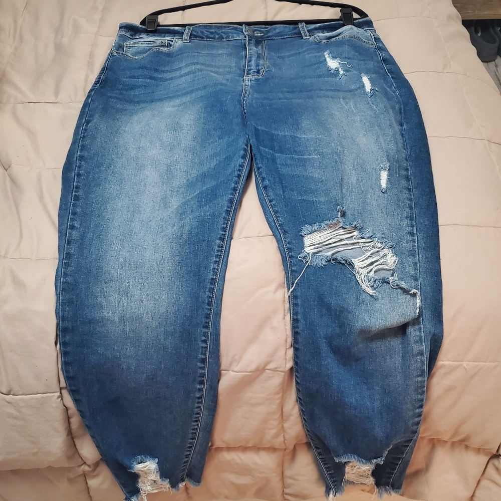 Fashion Nova Distressed Skinny Jeans Size 18 High Rise Stretch Plus Size